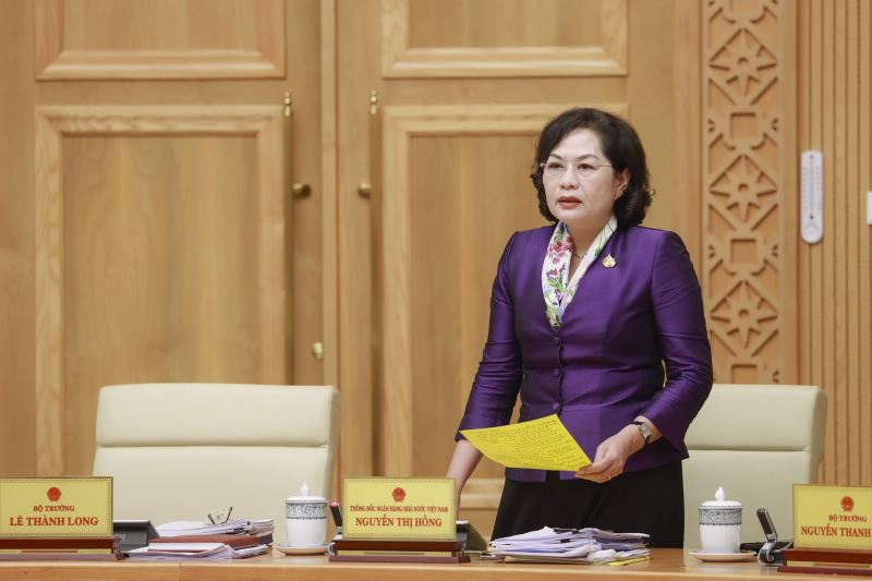 Thống đốc Ngân hàng nhà nước Nguyễn Thị Hồng phát biểu tại Hội nghị. Nguồn: NHNN.
