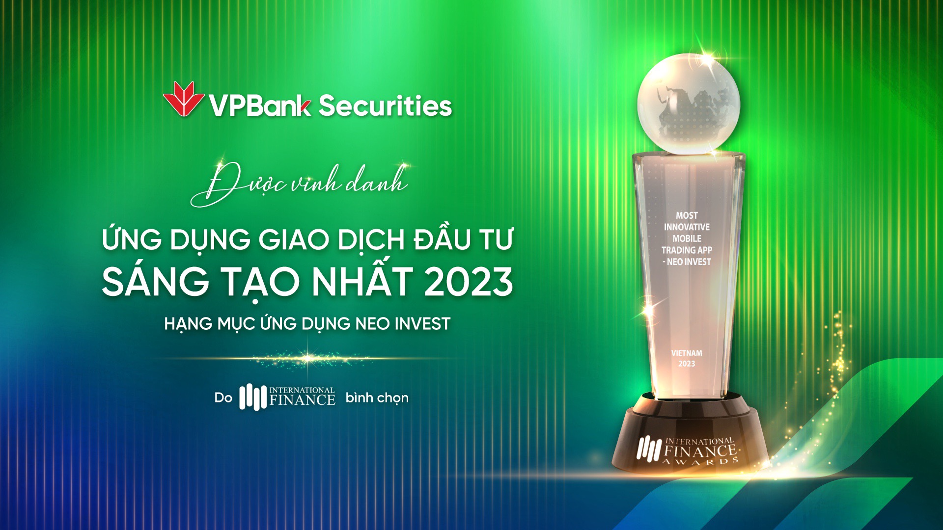 VPBankS đạt giải thưởng "Ứng dụng giao dịch chứng khoán sáng tạo nhất 2023"