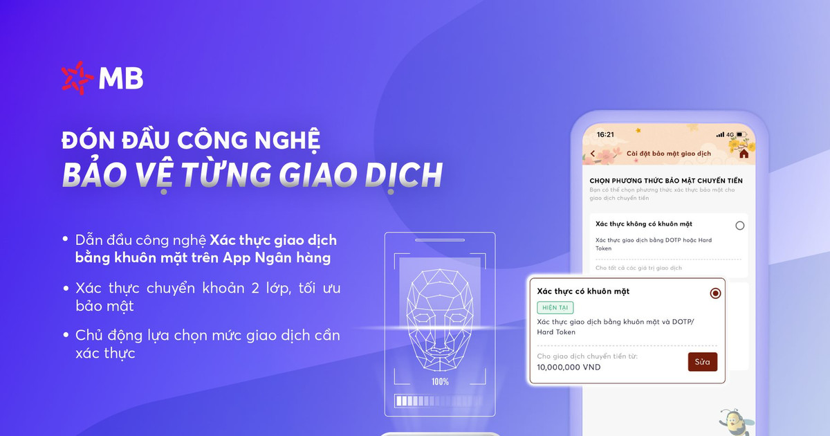 Khách hàng có thể chủ động lựa chọn mức giao dịch cần xác thực trên App MBBank.