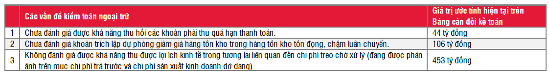ý kiến ngoại trừ VEAM