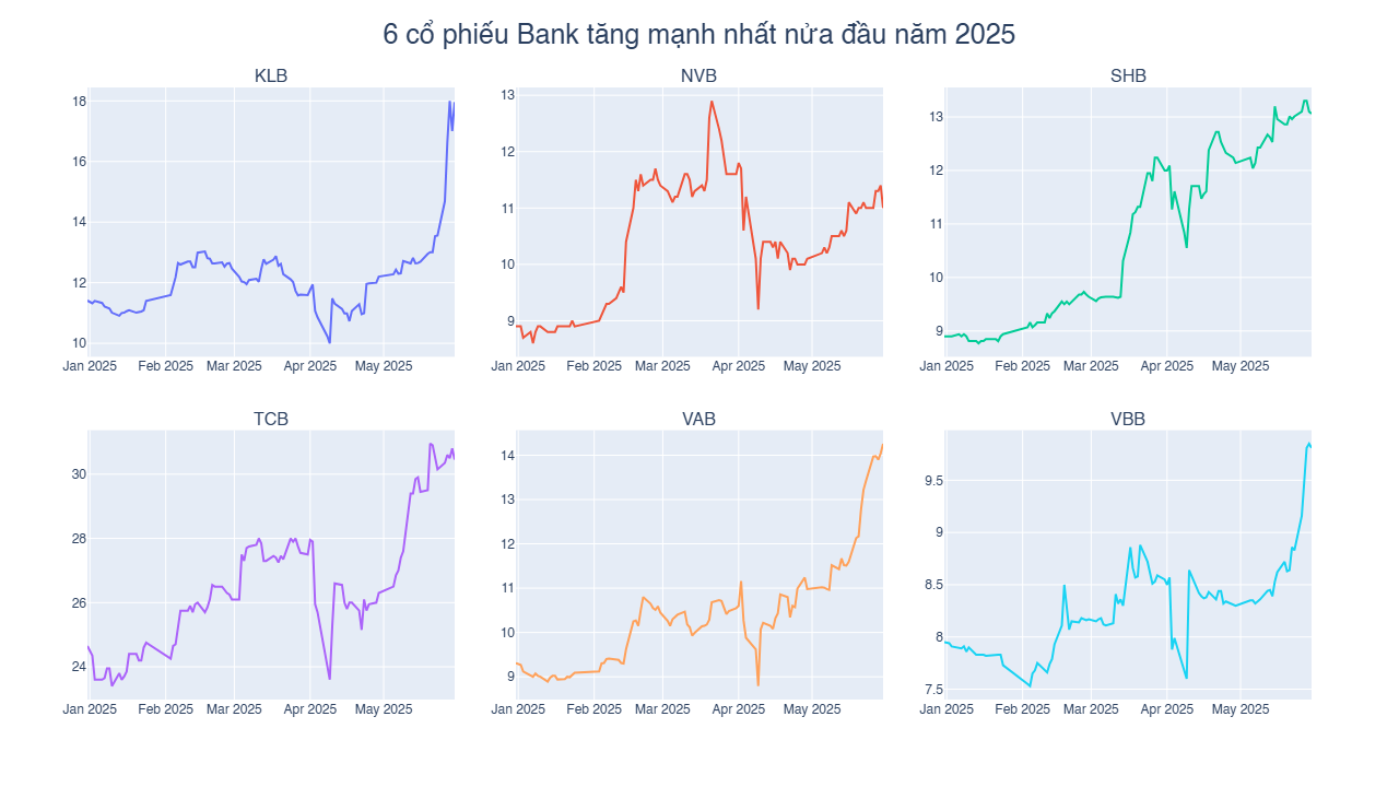 Chưa đến 1/2 mã Ngân hàng chiến thắng thị trường nửa đầu 2025, nhóm tư nhân bừng sáng