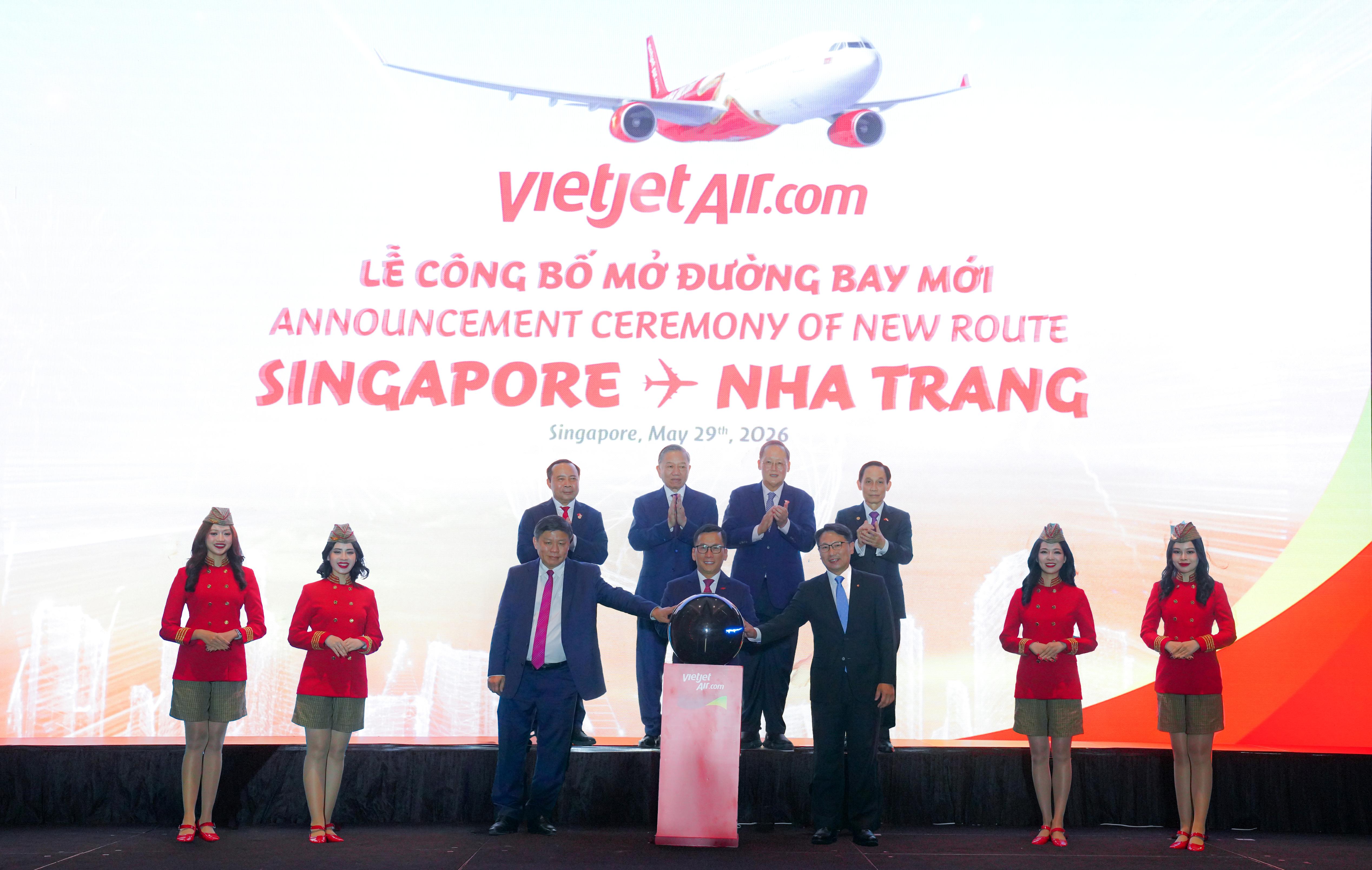 Vietjet mở đường bay Nha Trang – Singapore trước sự chứng kiến của Tổng Bí thư, Chủ tịch nước Tô Lâm