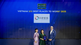 OPES lọt Top 5 nơi làm việc tốt nhất Việt Nam 2025 ngành bảo hiểm do Anphabe công bố