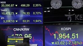 Chứng khoán châu Á hầu hết đi xuống phiên đầu tuần
