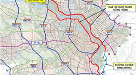 Trục đại lộ cảnh quan sông Hồng dự kiến dài 80km với 10 làn xe, kết nối 2 bên sông bằng 17 cây cầu