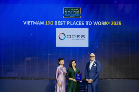 OPES lọt Top 5 nơi làm việc tốt nhất Việt Nam 2025 ngành bảo hiểm do Anphabe công bố