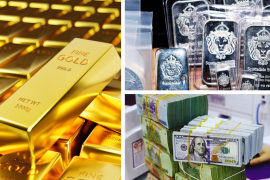 Giá vàng, bạc và đồng USD đồng loạt giảm