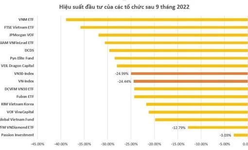 Quỹ nào trên thị trường chứng khoán có hiệu suất "tệ" nhất sau 9 tháng đầu năm 2022?