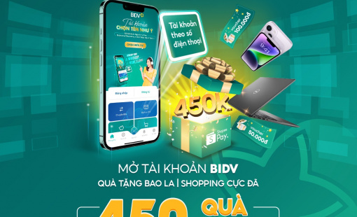 Nhận ngay 450.000 đồng khi mở tài khoản BIDV trên Shopee
