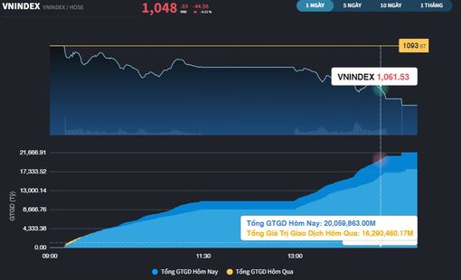 VN-Index có phiên giảm sâu nhất sau chuỗi phiên hồi phục từ đáy 880 điểm