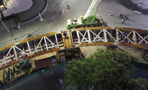 Cầu vượt trăm tỷ hình chữ C ở Hà Nội dự kiến thông xe trước 30/4