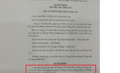 Quyết định mở thủ tục phá sản với chủ đầu tư HappyLand