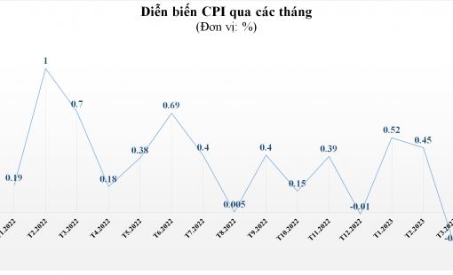 CPI tháng 3/2023 giảm 0,23%, lạm phát cơ bản tăng 0,22% so với tháng trước