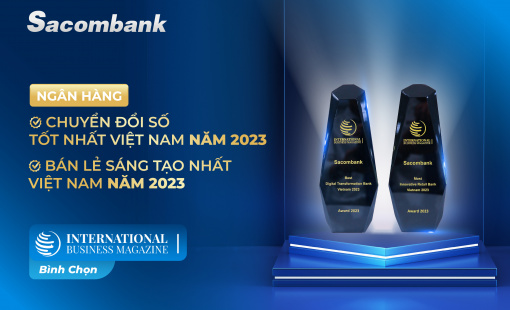 Sacombank nhận 2 giải thưởng quốc tế về chuyển đổi số và bán lẻ