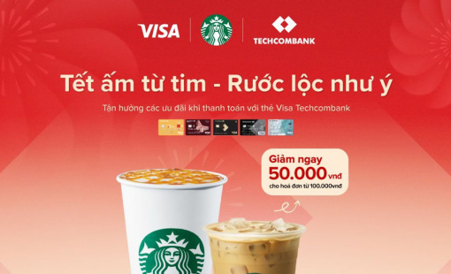 Techcombank hợp tác cùng Starbucks Việt Nam đem 'Tết ấm từ tim – Rước lộc như ý' tới khách hàng