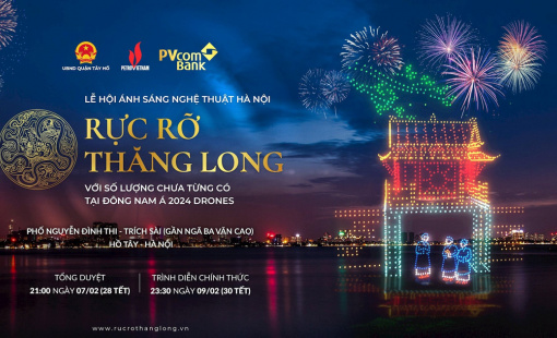 Petrovietnam và PVcomBank đồng hành cùng Thành phố Hà Nội tổ chức trình diễn ánh sáng nghệ thuật với 2.024 drones