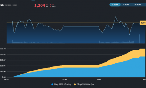 Nhiều nhịp rung lắc nhẹ xuất hiện, VN-Index lửng lơ trên mốc 1.200 điểm