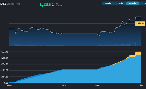 Thị trường đón sắc xanh, VN-Index vẫn giữ được mốc 1.230 điểm