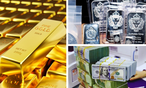 Giá vàng, bạc và đồng USD đồng loạt giảm