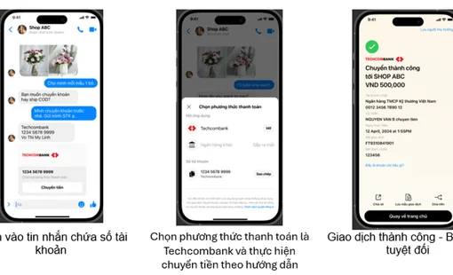 Techcombank tích hợp tính năng chuyển tiền qua Messenger, nâng cao trải nghiệm giao dịch liền mạch cho khách hàng