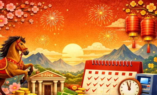 Lịch nghỉ Tết Nguyên đán Bính Ngọ 2026 của hệ thống ngân hàng