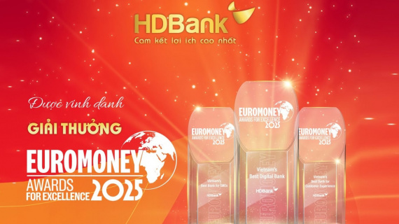 HDBank lập “hat-trick” giải thưởng Euromoney 2025, khẳng định vị thế quốc tế của ngân hàng Việt