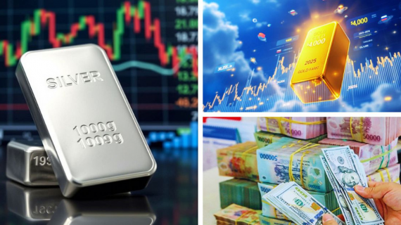 Giá vàng tăng nhẹ, bạc tiếp tục lùi sâu