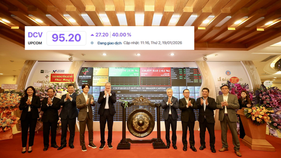 Cổ phiếu Dragon Capital (DCV) tăng kịch trần 40% trong ngày chào sàn chứng khoán