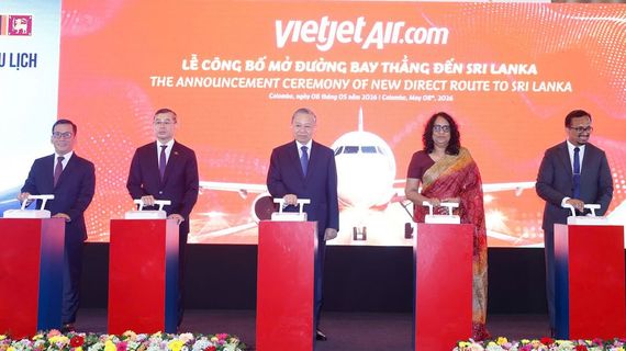 Chào mừng chuyến thăm của Tổng Bí thư, Chủ tịch nước Tô Lâm, Vietjet mở đường bay đầu tiên đến Sri Lanka