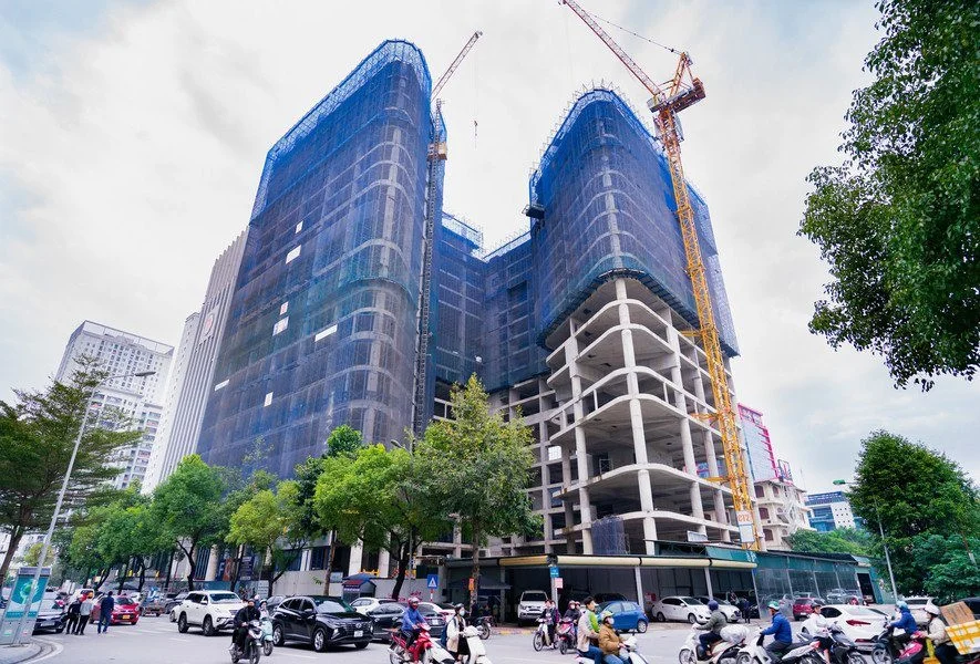 Dự án Ha Noi Hilton West do Hòa Bình là tổng thầu thi công gói thầu Kết cấu phần thô công trình (Ảnh: HBC)