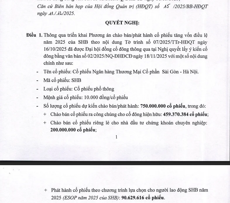 SHB lên kế hoạch phát hành 750 triệu cổ phiếu, nâng vốn điều lệ vượt 53.400 tỷ đồng